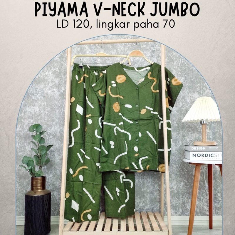 PIYAMA VNECK JUMBO / PIYAMA V-NECK / PIYAMA CELANA PANJANG / PIYAMA KANCING