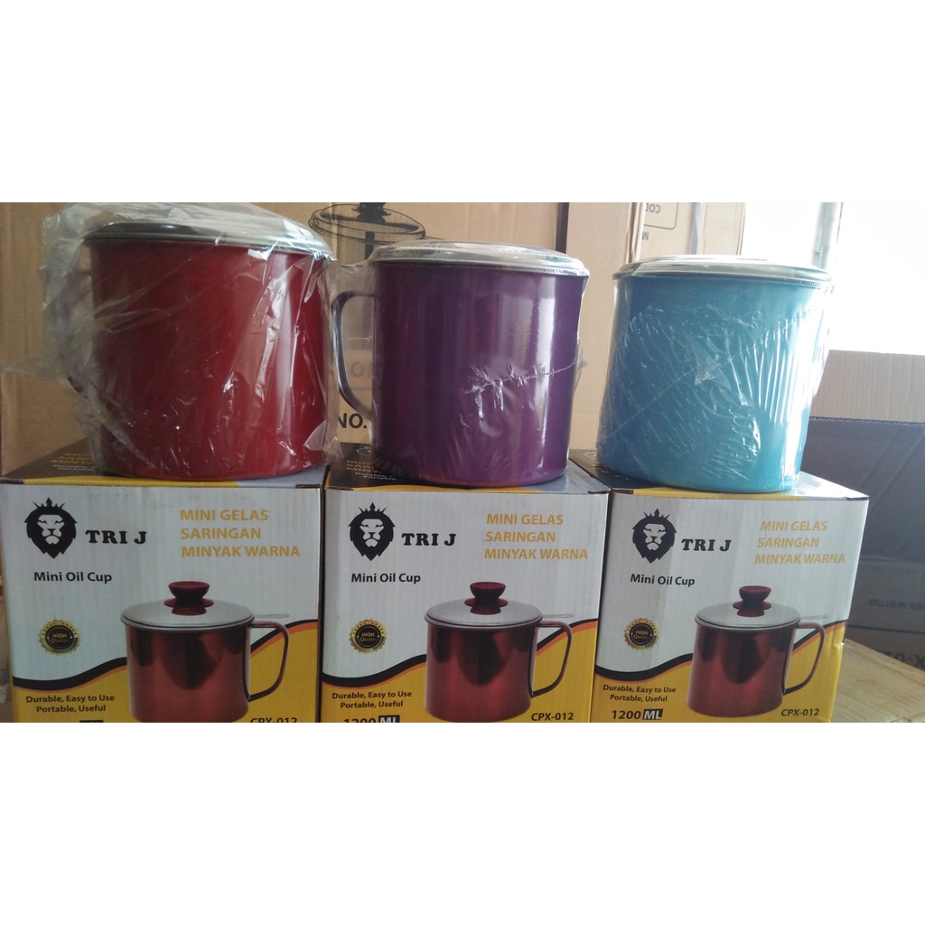 NEW WARNA WARNI OIL POT 1200 ml Stainless Tempat Wadah Saringan minyak - random