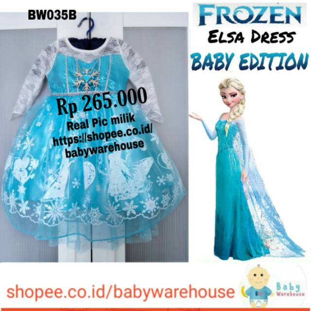 Baju BW035B frozen elsa baby dress + kalung