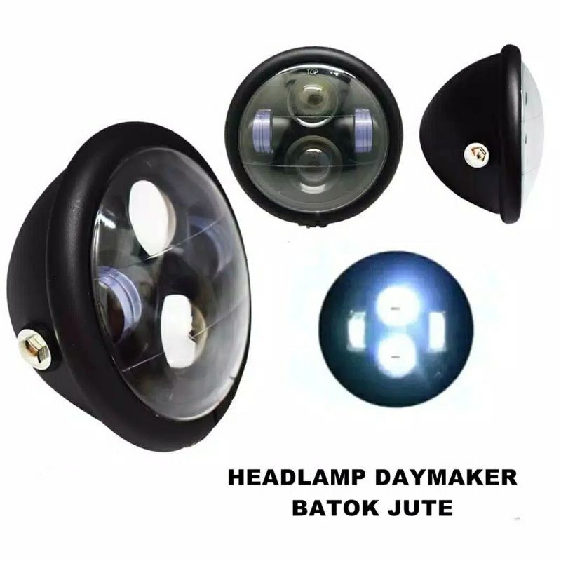 Headlamp Reflektor Lampu Depan Led Daymaker 5 75 Inch 4 Led + Batok Hitam