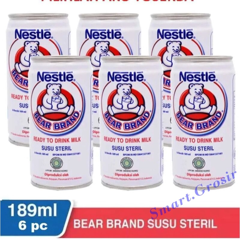 nestle bear brand susu beruang original 189ml   paket 6pc   susu steril susu beruang nestle paket 6p