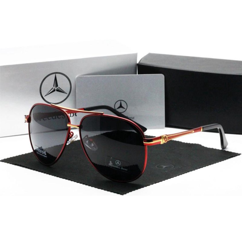 Aviator Sunglass Mewah Mercedez Benz Kacamata Hitam Pria Masa Kini Kaca Mata Pilot Anti Silau &amp; Anti