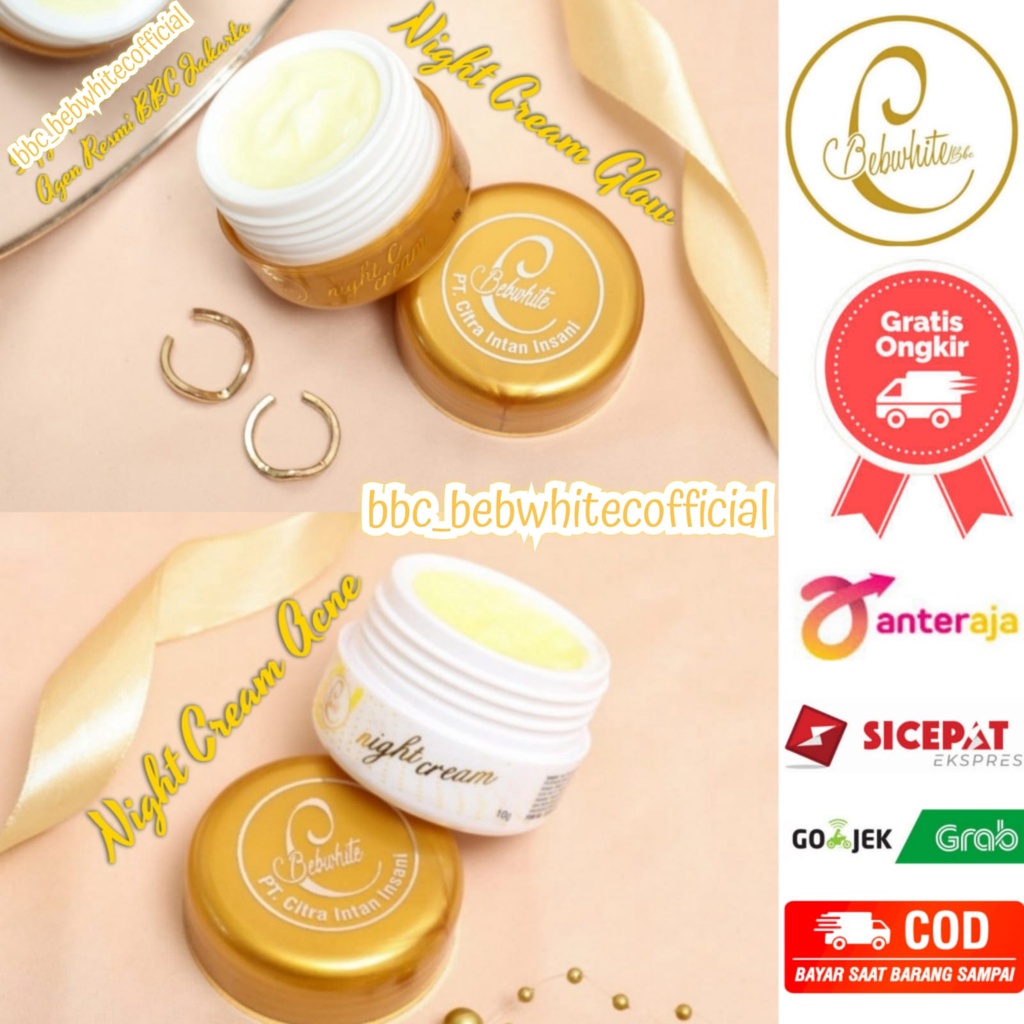 BBC Beb White C Night Cream Krim Malam Glow dan Acne Original 100% Distributor Resmi