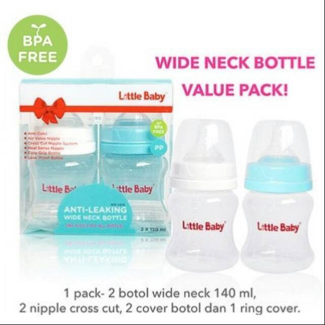 Botol Dot Little Baby WB 0916 Wide Neck Bottle 140ml