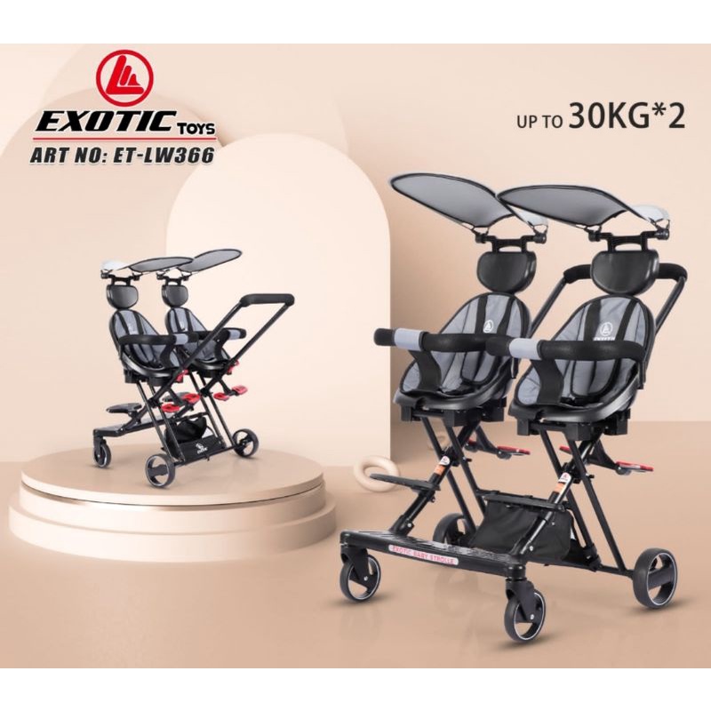 STROLLER TWINS EXOTIC LW 366 MIKRO TRIKE MAGIC STROLLER ANAK KEMBAR HADAP 2 ARAH / SB 1013