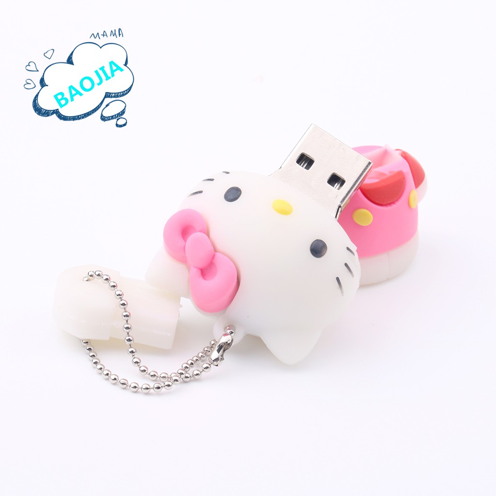 Flash Disk USB Kapasitas 128GB / 64GB / 32GB / 16GB / 8GB Motif Hello Kitty