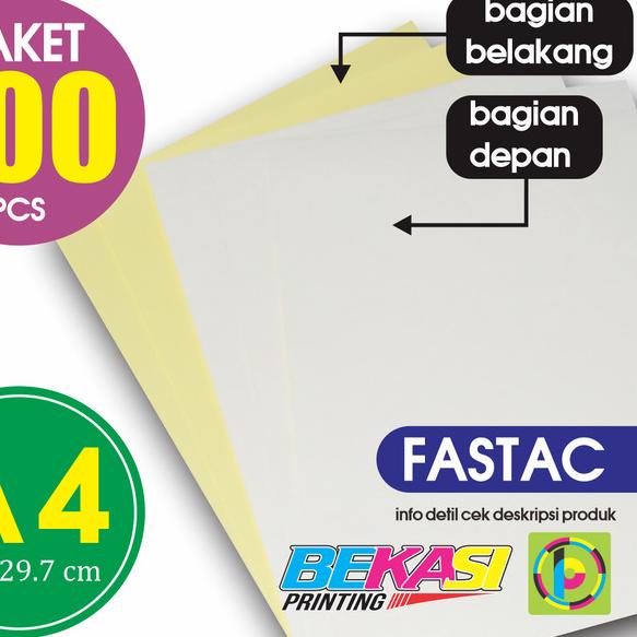 ✪ Stiker Fastac A4 / Sticker HVS Polos Per Pack isi 100 lembar ✰