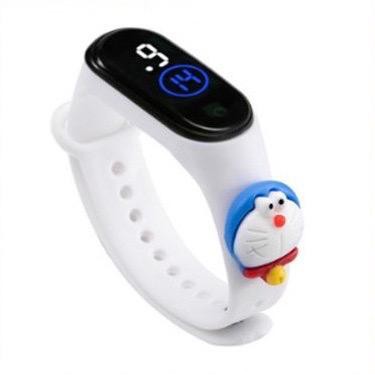 Jam Tangan Digital Elektronik Tahan Air Led Rubber IP67 Motif Kartun Anak Laki-laki Perempuan Pria Wanita Couple Dewasa Semua Umur Gelang JF061 JA006-WHITE DORAEMON