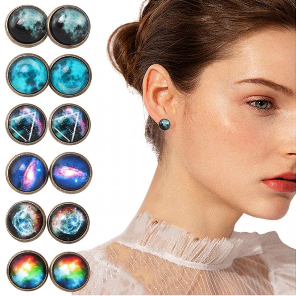 Anting LILY Hemisphere Hadiah Pesta Untuk Wanita Pria Perhiasan Ear Stud Eclipse Star