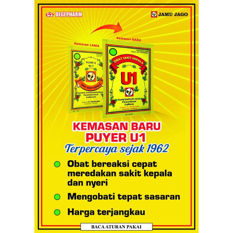 Puyer U1 Obat Sakit Kepala dan Sakit Gigi 12 Sachet