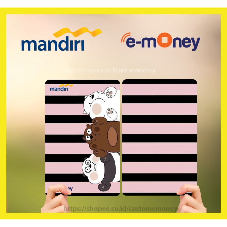 Emoney We Bare Bear Cute Kartun Anime Etoll EMoney Mandiri Flazz GEN 2 BNI Tapcash BRI Brizzi - 2 SISI