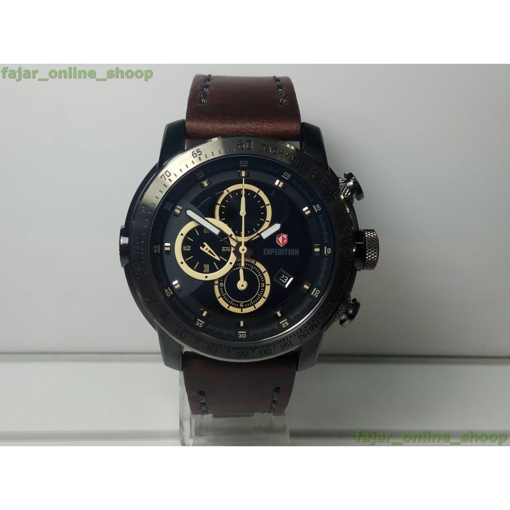 Jam Tangan Expedition E 6372 Black Brown Original