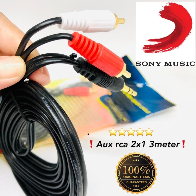 PROMO KABEL AUX VIBOX RCA 2x1 3METER RS31 SUPER HF AUDIO JACK 3.5MM TO AV OUTPUT