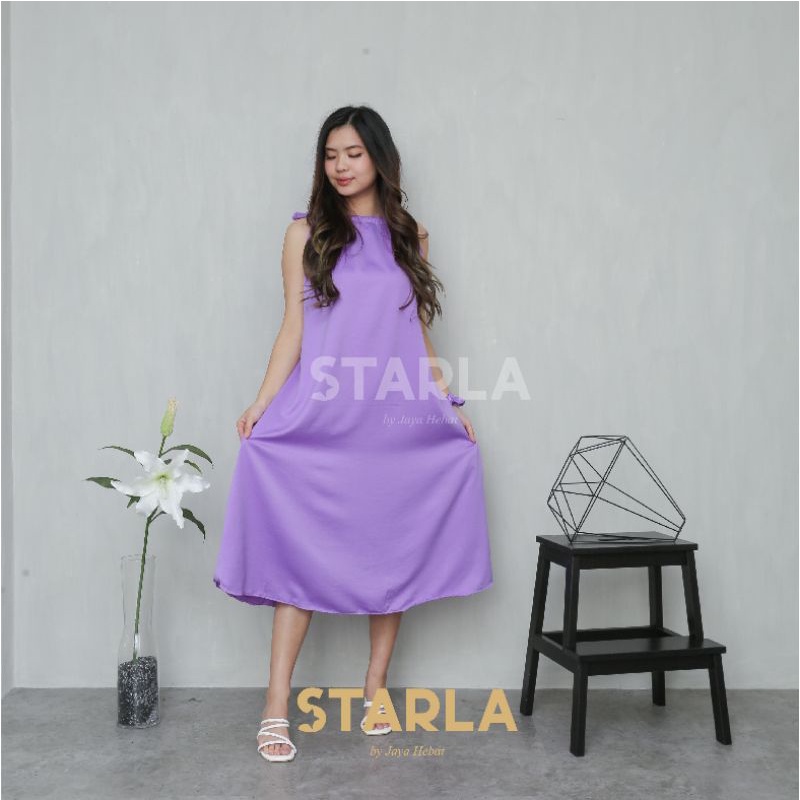 HALTER NECK MIDI DRESS CASUAL SUMMER KOREAN DRESS SEXY SATIN STARLA REESHA