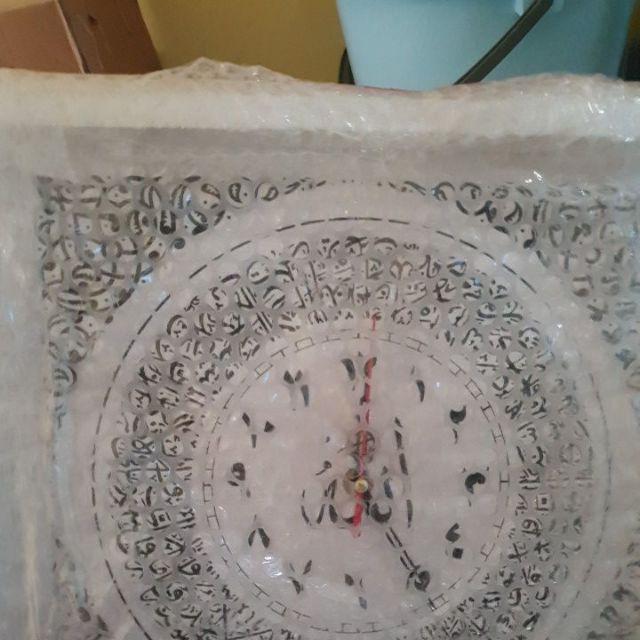 Hiasan Jam Dinding Kaligrafi Set Ayat Kursi Terjemah & Allah Muhammad Hitam Putih