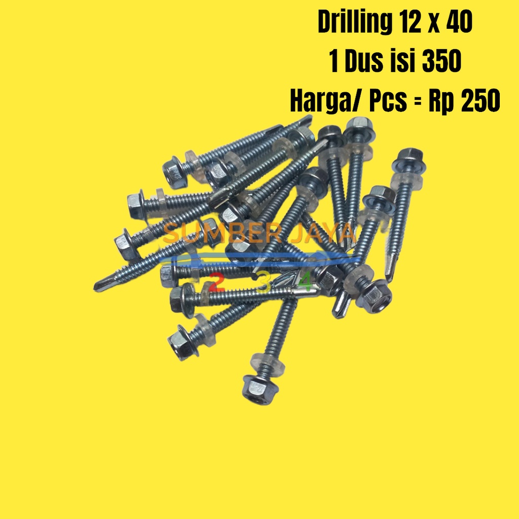 Baut Drilling 12 x 40 1Dus 350pcs Putih