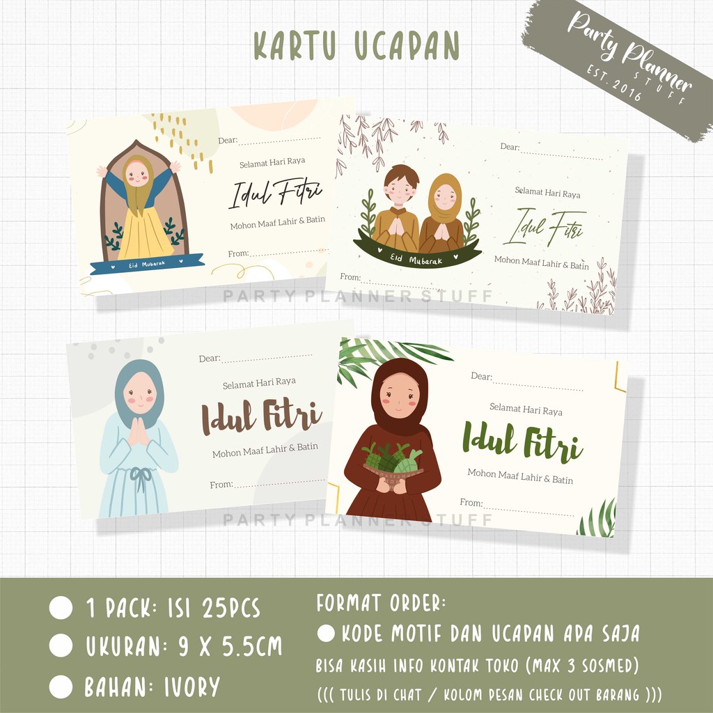 Jual Kartu ucapan idul fitri / thanks card idul fitri / kartu ucapan
