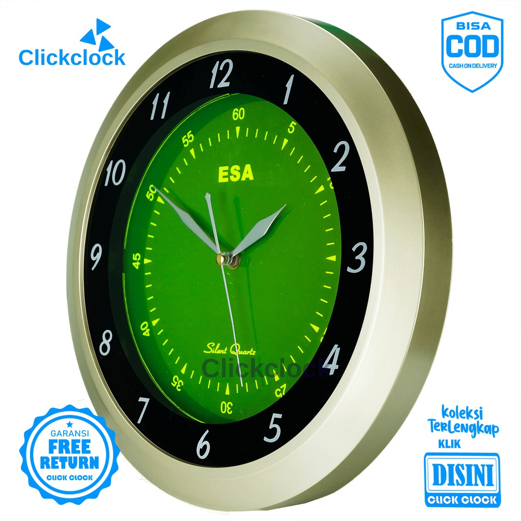 Jam Dinding Quartz Minimalis Silver Esa 356 Besar Hiasan Kamar Murah