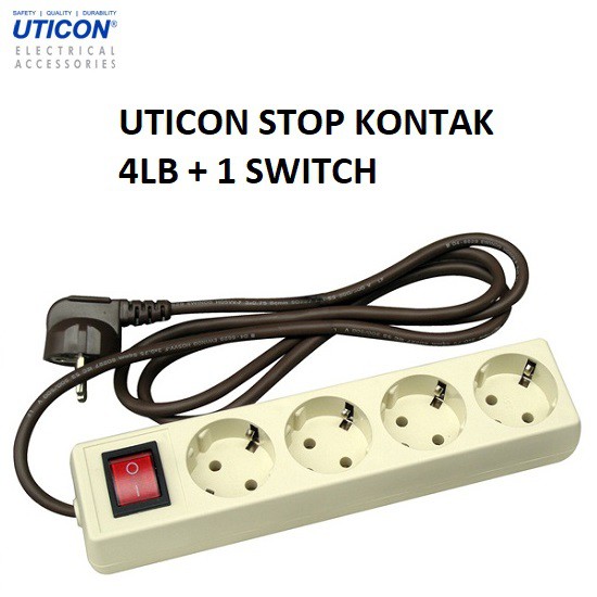 Uticon Stop Kontak 4 Lubang 1 Saklar 1,5m Kabel ST-1482