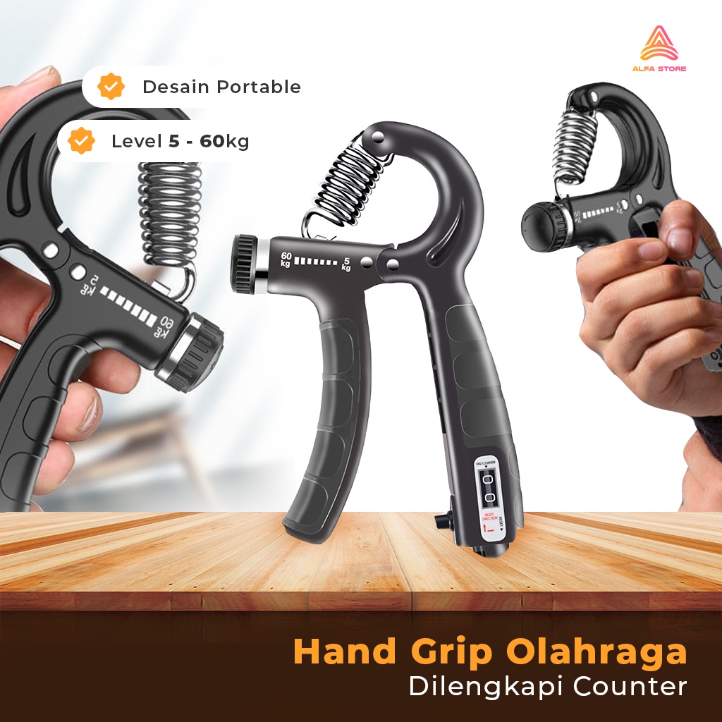 Handgrip Digital Counter Olahraga Otot Tangan Lengan Hand Grip 5-60kg Adjustable Power