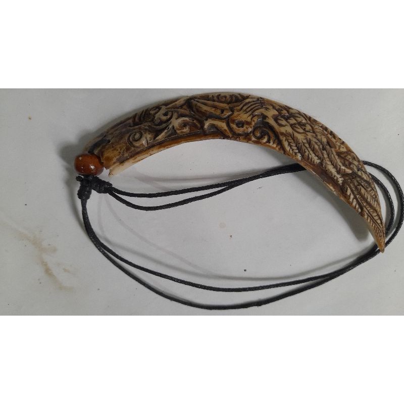 kalung taring babi ukir replika