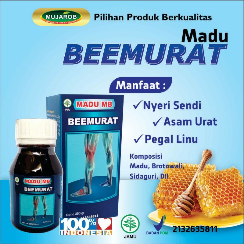 

MB Madu Beemurat Obat Asam Urat Rematik Nyeri Sendi / Besmurat 350gr Asli Original