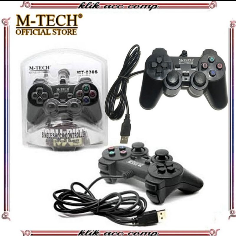 Gamepad Usb Single Mtech/Joystik Pc /Cpu/Stik Laptop Ps Getar Hitam original m tech