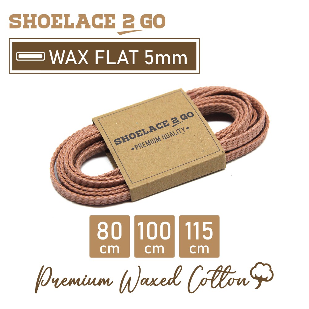 SHOELACE 2 GO PREMIUM TALI SEPATU LILIN WAX GEPENG PIPIH FLAT - WF5 - G1 - PINK ROSEWOOD - 5MM