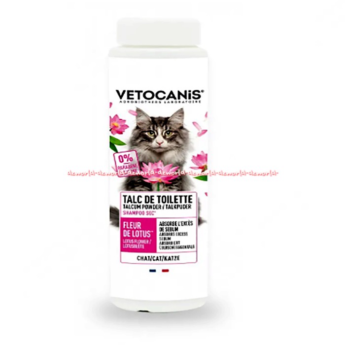 Vetocanis Dry Shampoo Cat Talc Powder 150ml Sampo Kucing Tanpa Bilas Aroma Bunga Lotus Vetokanis Vetocani