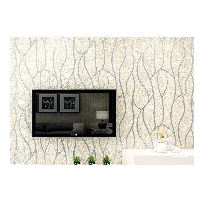 AKN88 - Wallpaper 3D Non Woven Modern Curved Stripe 53cmx10m - Beige 6002