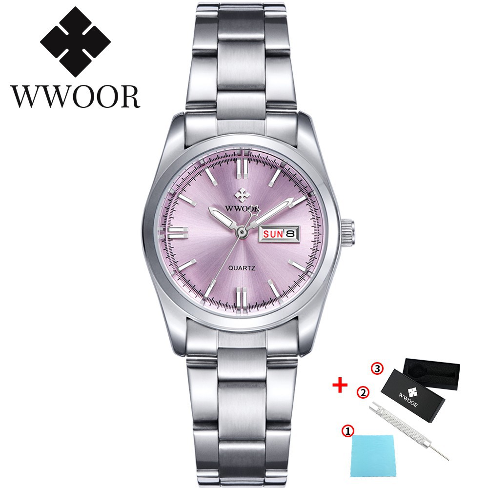 CEWEK STAINLESS TAHAN AIR BERKUALITAS TERLARIS//   WWOOR Jam Tangan Wanita Quartz Analog8804Strap