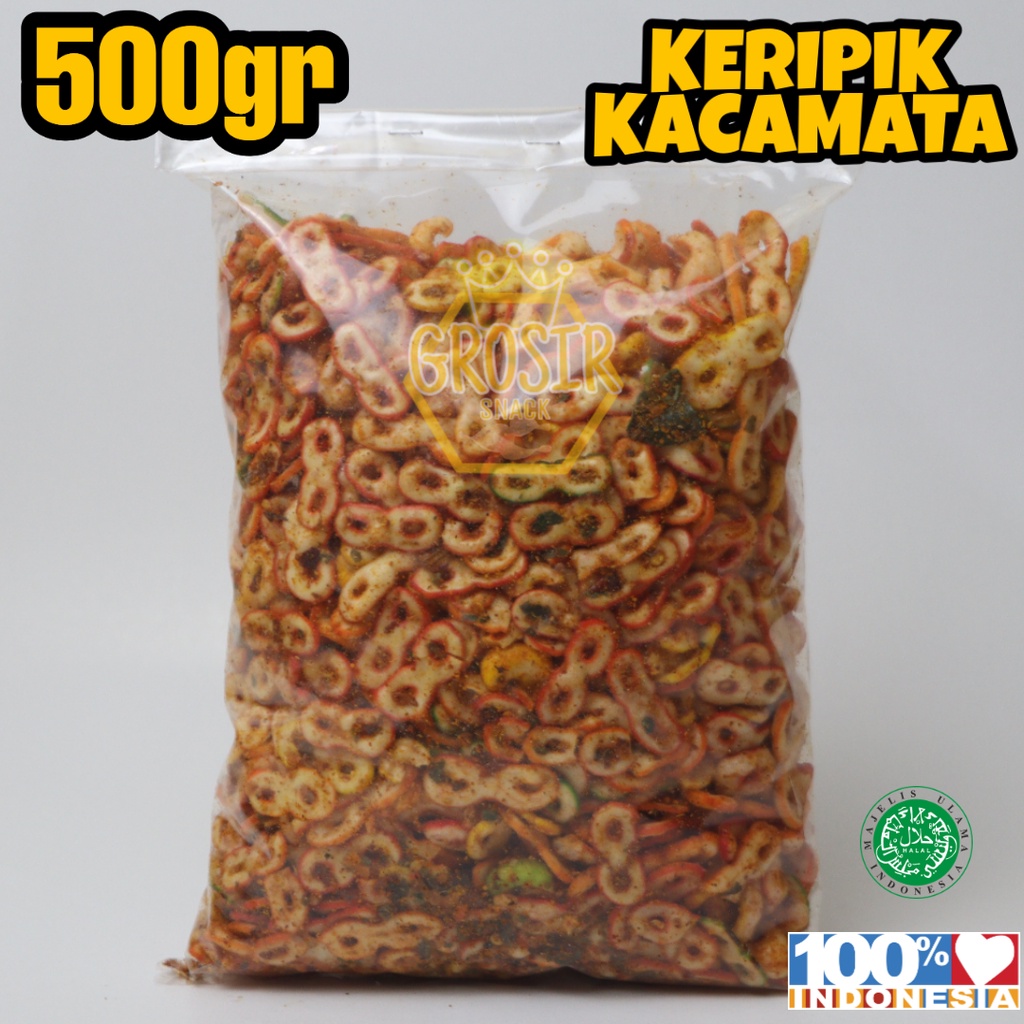 Keripik kacamata Bumbu Khas Seblak 500gr+ Daun Jeruk Banyak Rasa