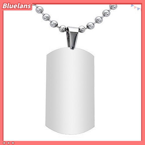 Bluelans Men Women Punk Fashion 316L Stainless Steel Polished Rectangular Dog Tag Necklace