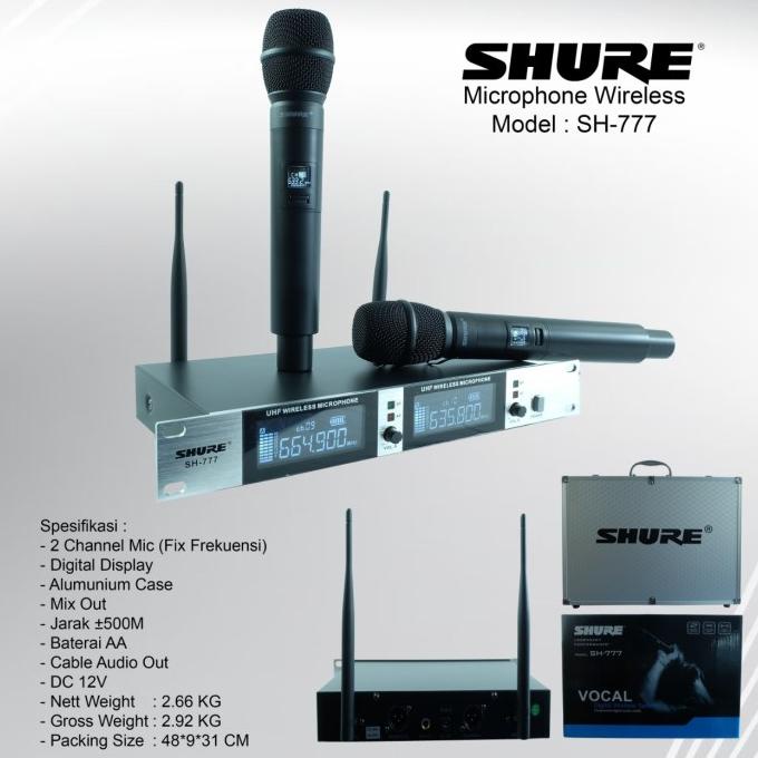 Microphone Mic Wireless Karaoke SHURE SH-777 Murah