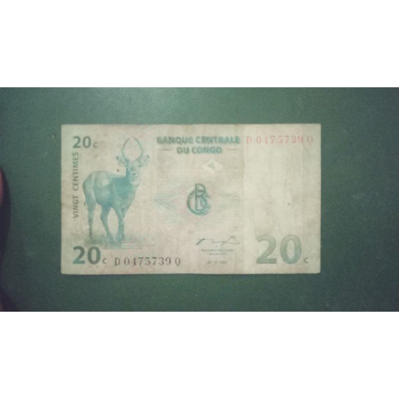 uang kuno 20 centimes congo Afrika 1997
