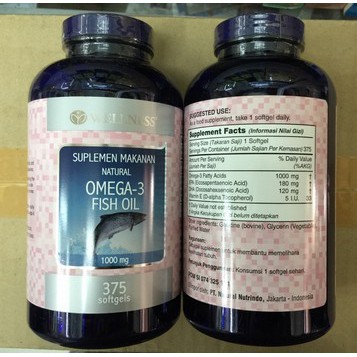 2 Botol Wellness Omega 3 Vitamin E Fish Oil 375 Kapsul Minyak Ikan Suplemen Jantung Otak Kolestrol Shopee Indonesia