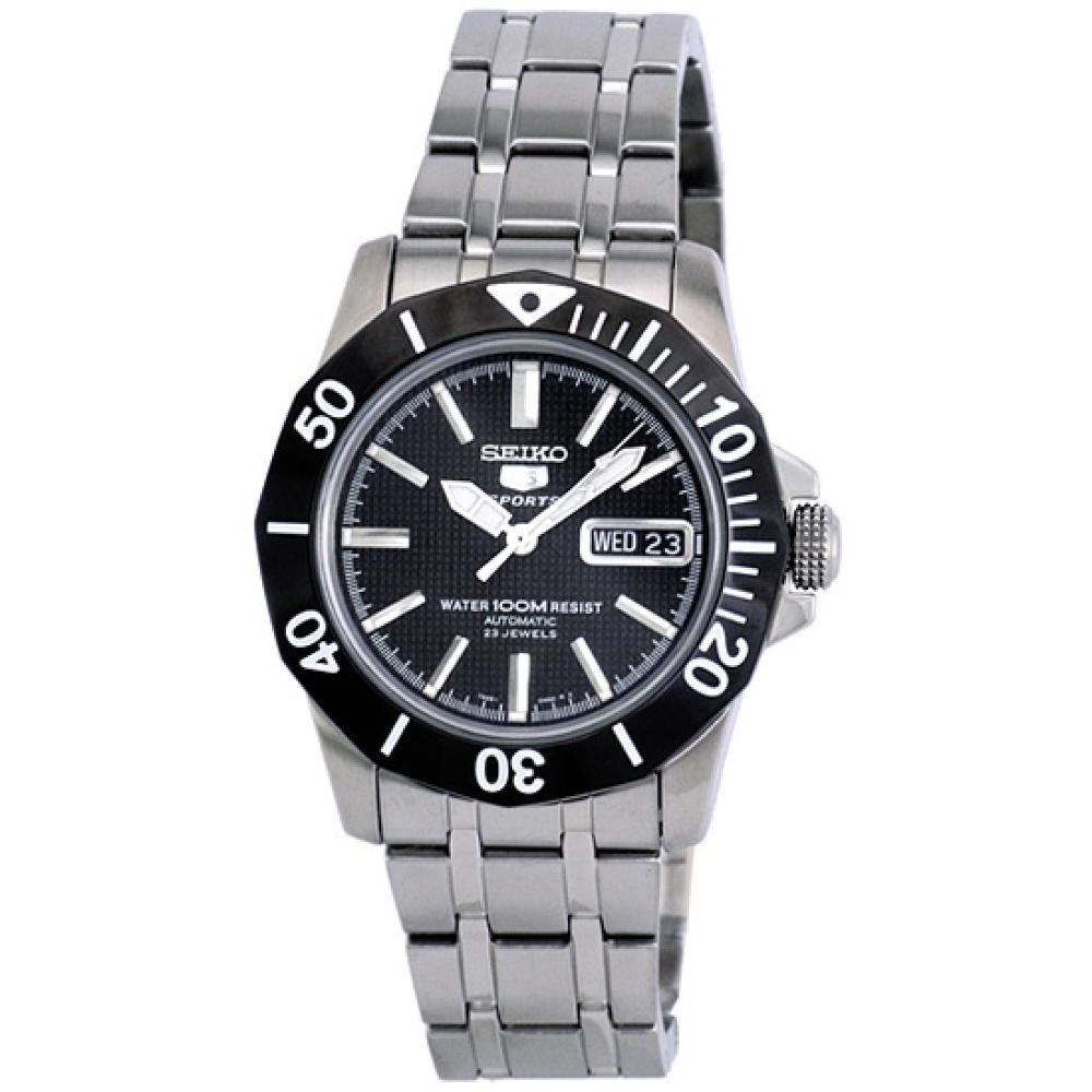 Seiko 5 Sports SNZF77K1 Stainless Steel Black Bezel | Jam Pria SNZF77