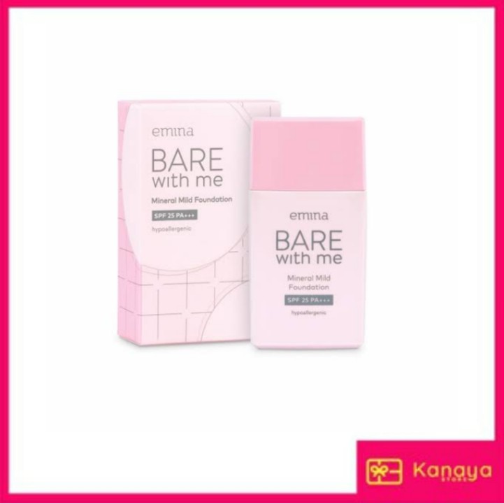 (BISA COD) Emina Bare With Me Mineral Mild Foundation SPF 25 PA+++