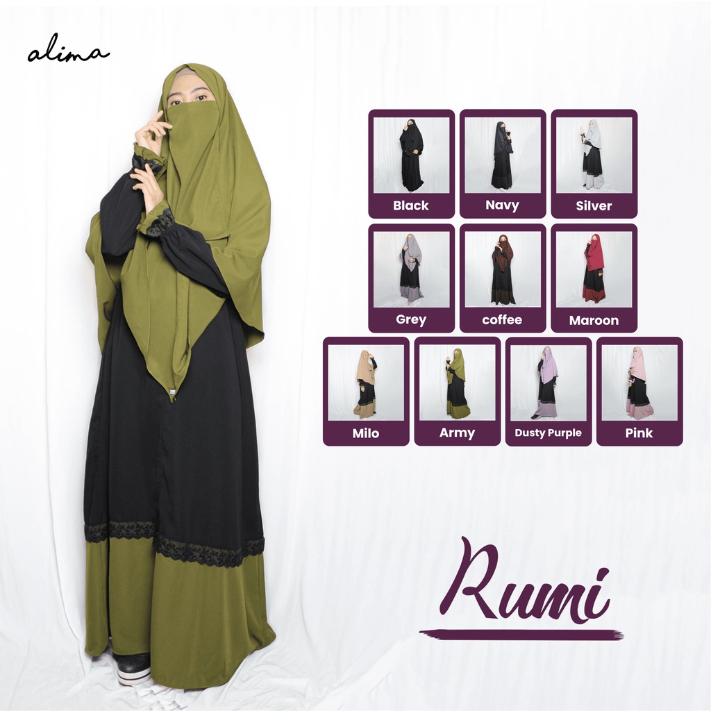 Gamis Set Syari Wolfis Free Cadar Rumi By Alima Indonesia