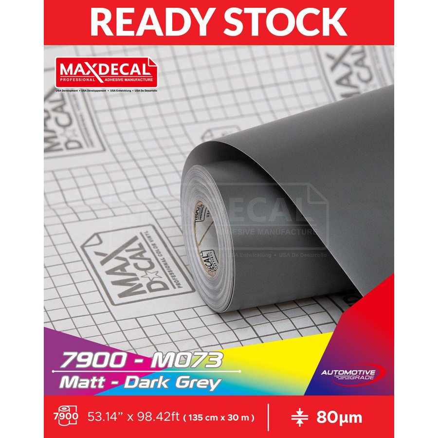 METERAN MAXDECAL 7900 073 DARK GREY 135 cm Abu Gelap Matte Doff