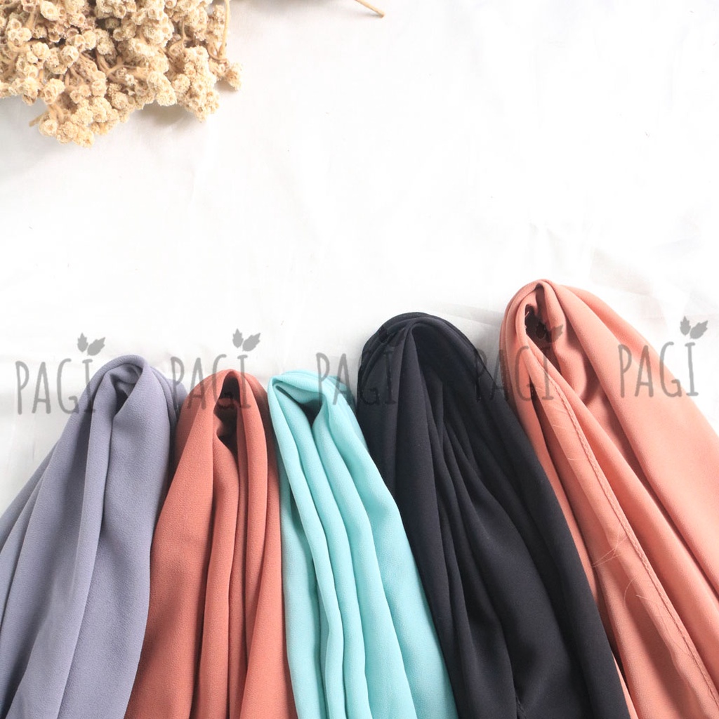 Pashmina Polos Ceruty / Babydoll / 75cm x 180cm / Hijab Panjang