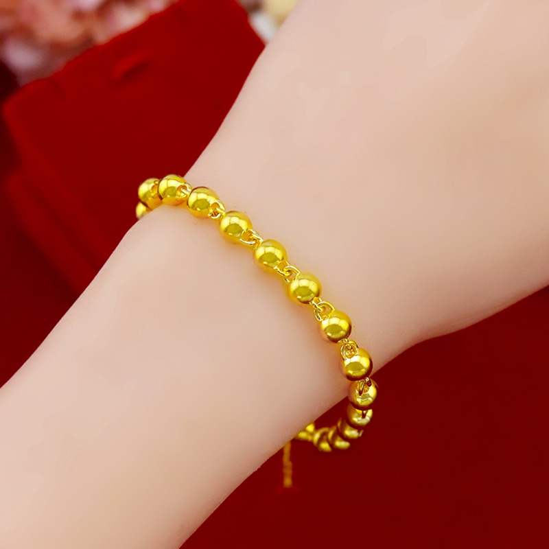 Gelang Manik-Manik Buddha Bentuk Bulat Warna emas Glossy Untuk Wanita