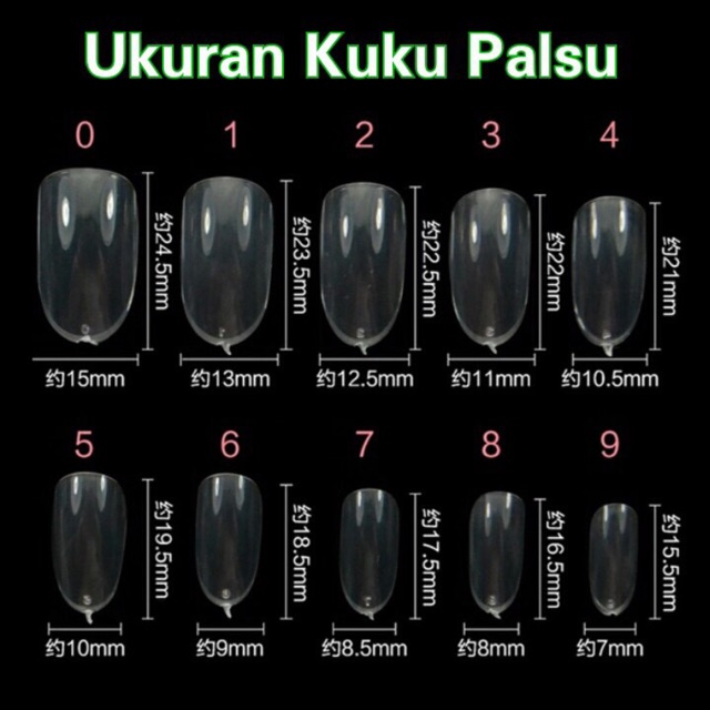 Kuku palsu 10pcs bening/putih kuku paosu nail art/nailart/ kuku bening / kuku putih0-9/make up