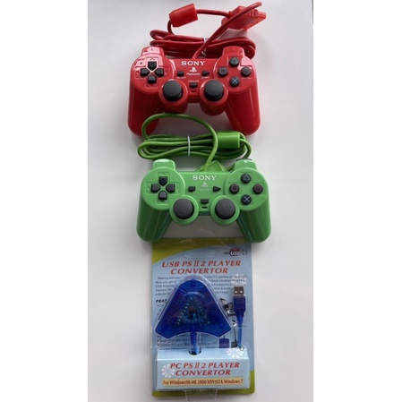 Stick ps2 warna stabilo paket(stick 2pcs)(converter 1pcs)promo