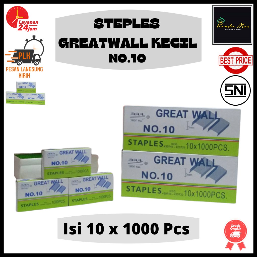 Isi Steples Great Wall Kecil No.10 Refil Staples Isi 10 Bungkus Stapler Original Murah