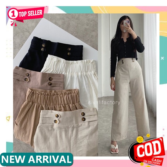 Celana Baggy Pants Panjang Kain American Drill Grade A Premium Jumbo Cewek Kekinian Wide Kulot Pants