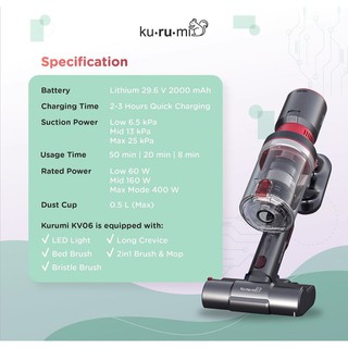 Kurumi KV06 / Kurumi KV 06 Powerfull Cordless Stick Vacuum Cleaner