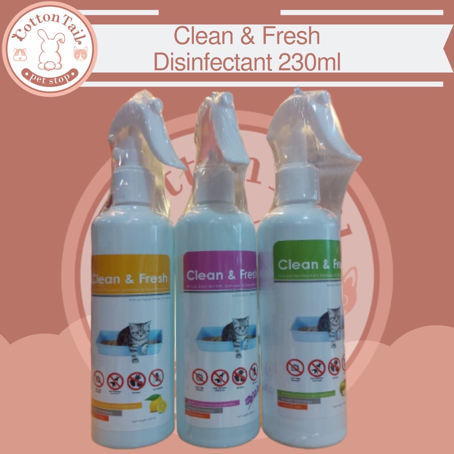 Clean &amp; Fresh SPRAY 230ml Desinfektan kandang dan penghilang bau 230ml