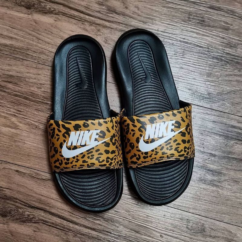 black nikes with leopard print