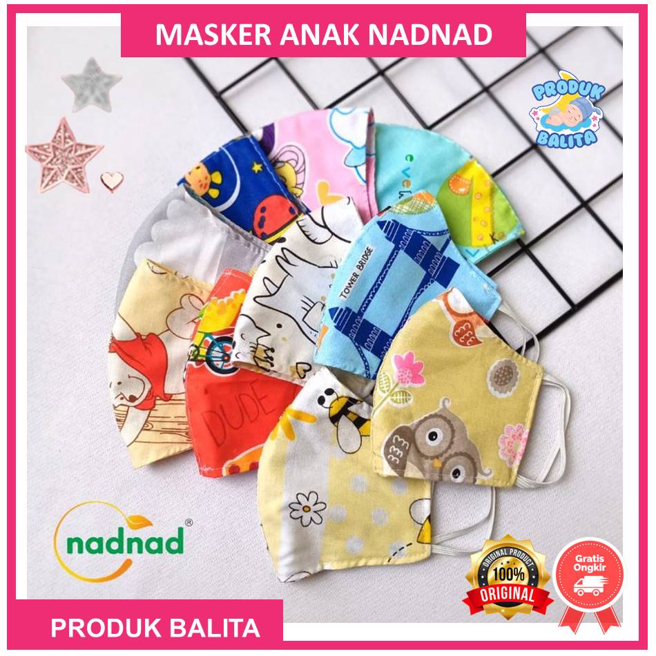 Masker Kain Anak 2 Lapis Masker Kain Earloop Masker Anak Motif Karakter Lucu